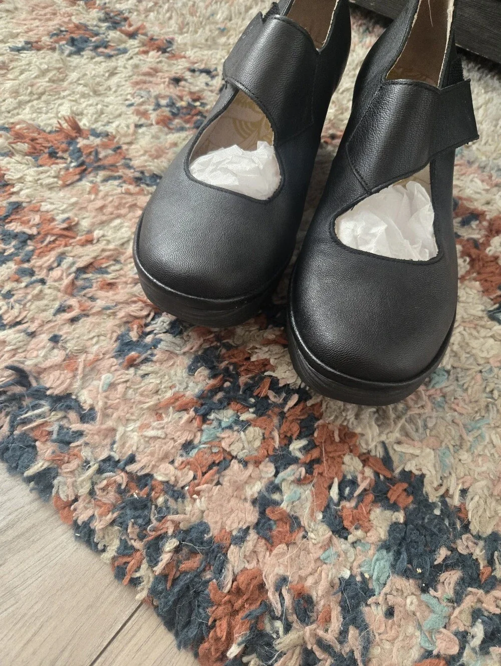 FLY London YASI Black Leather Mary Jane Platform Wedge Shoes